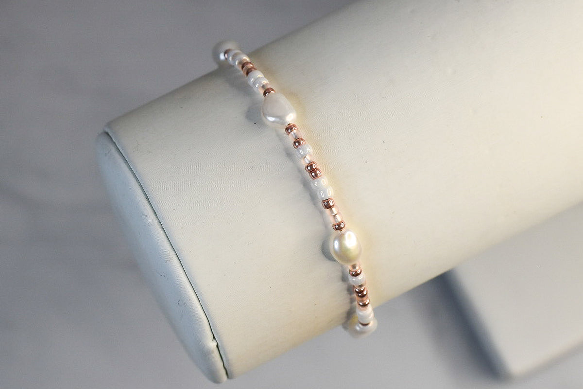 Neutral Copper Pearl Beaded Bracelet