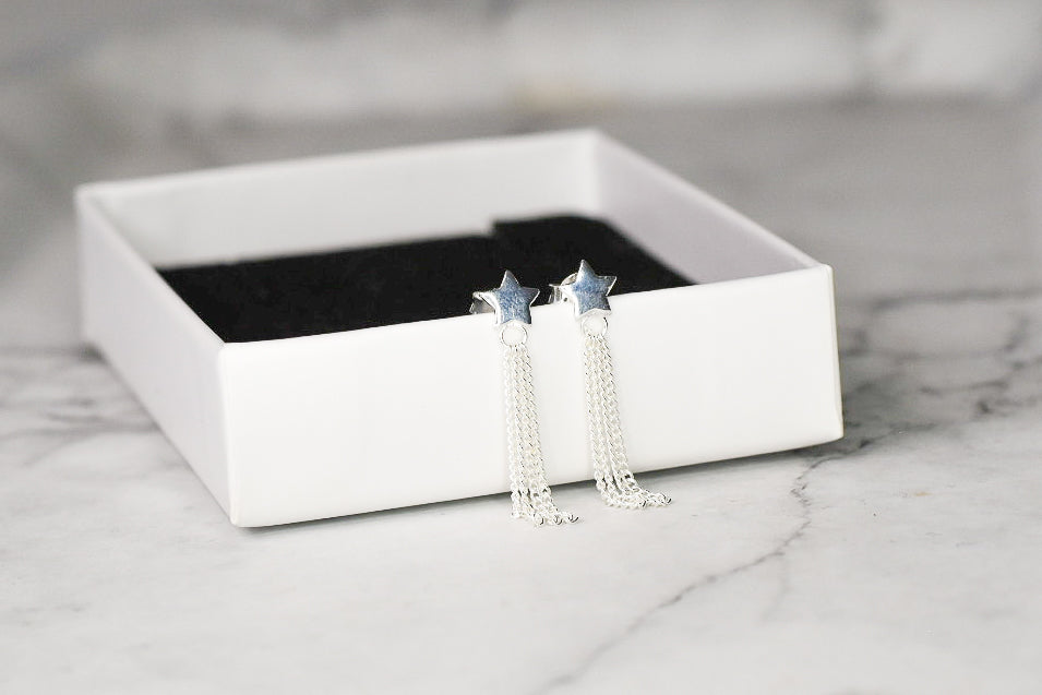 Sterling Silver Star Tassel Earrings