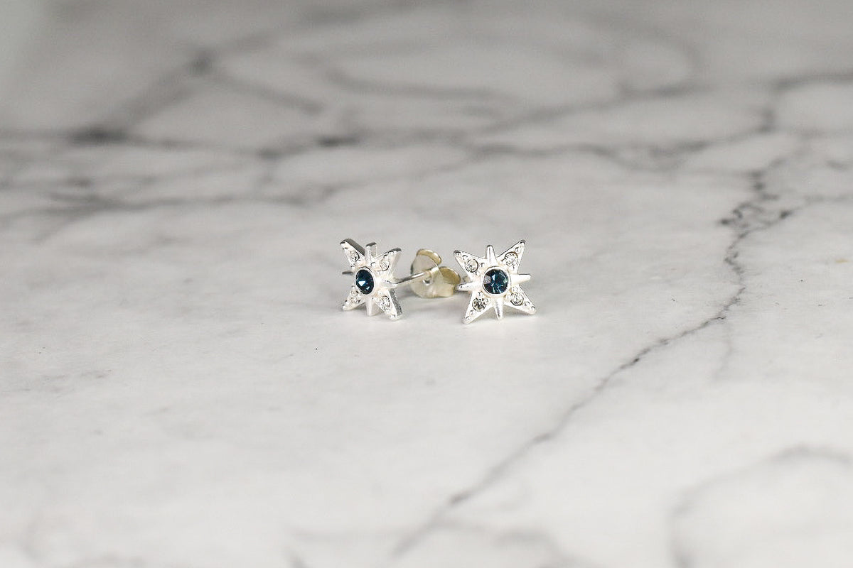 Sterling Silver Northern Star Stud Earrings