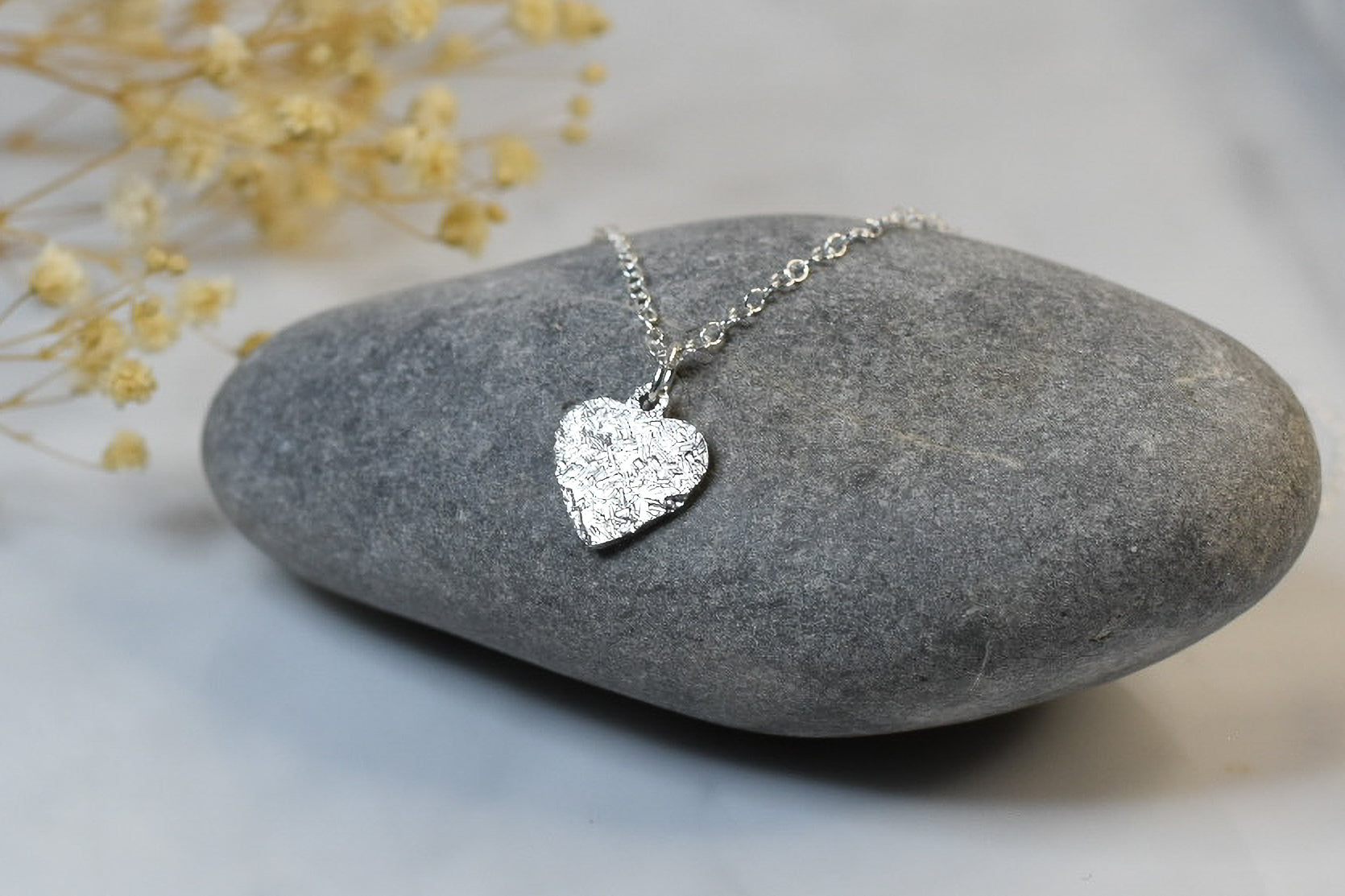 Silver Hammered Pendant Necklace