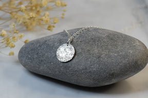 Silver Hammered Pendant Necklace