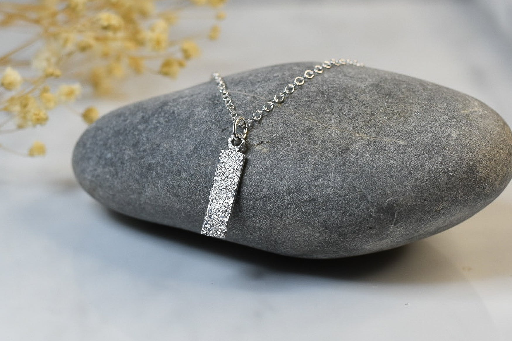 Silver Hammered Pendant Necklace