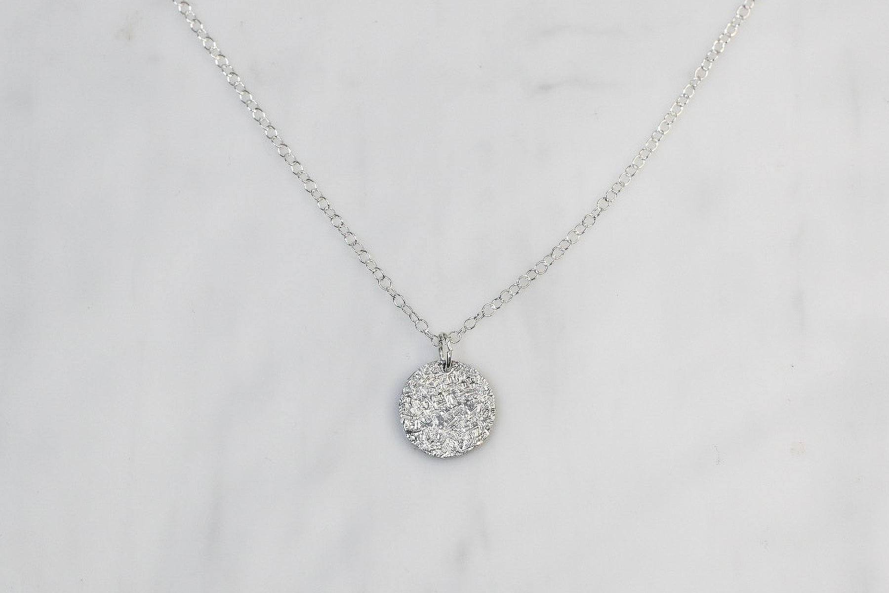 Silver Hammered Pendant Necklace