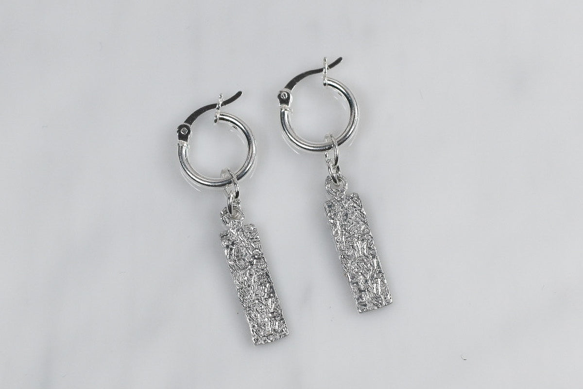 Hammered Pendant Hoop Earrings