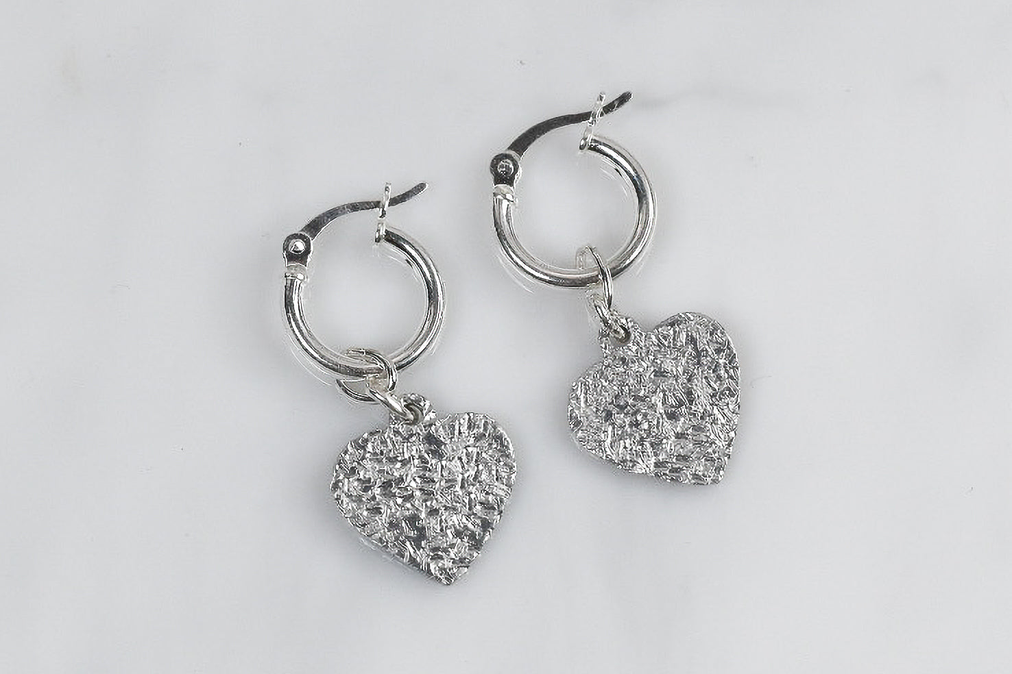 Hammered Pendant Hoop Earrings