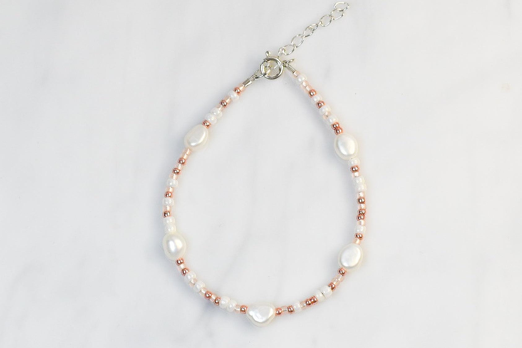 Neutral Copper Pearl Beaded Bracelet