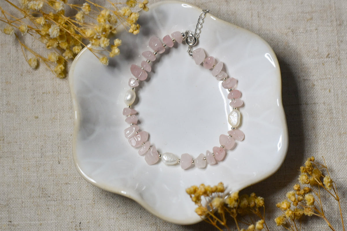 Rose Quartz and Pearl Bracelet