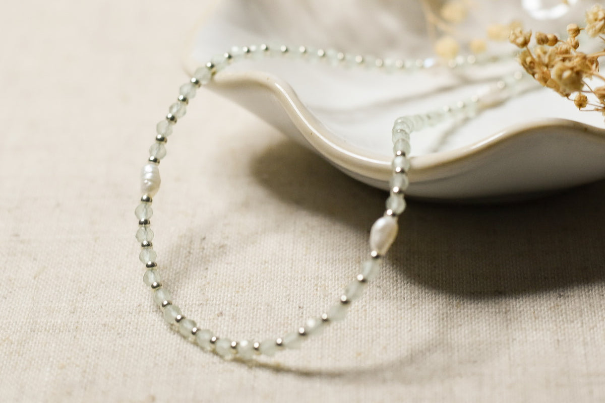 Mint Jade and Freshwater Pearl Necklace