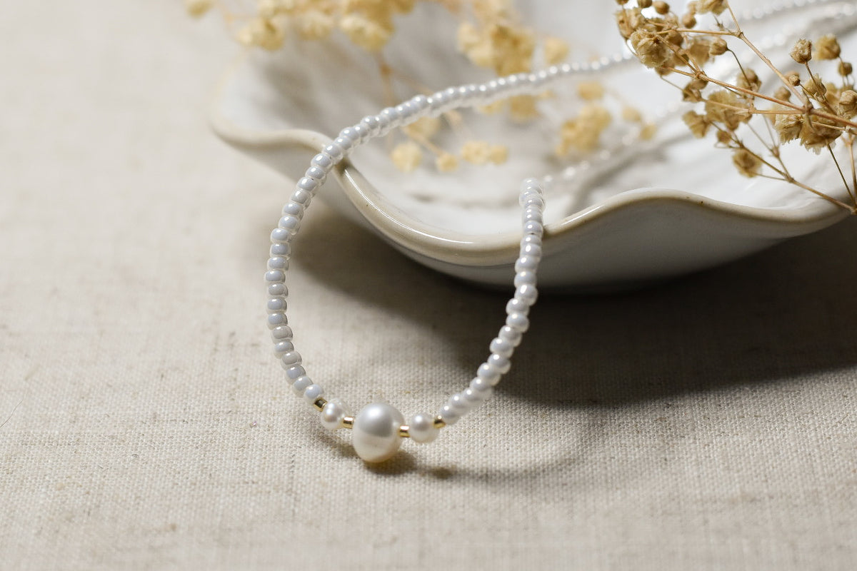 Triple Pearl Beaded Necklace