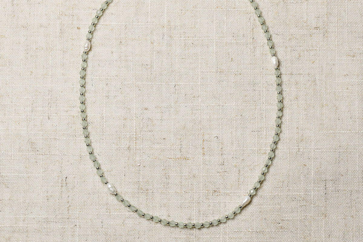 Mint Jade and Freshwater Pearl Necklace