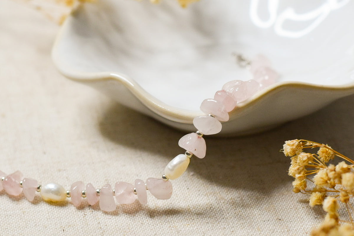 Rose Quartz and Pearl Bracelet