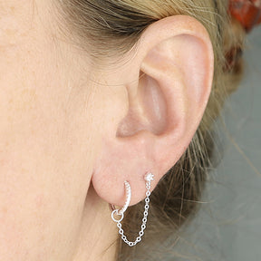 Sterling Silver Double Piercing Earrings