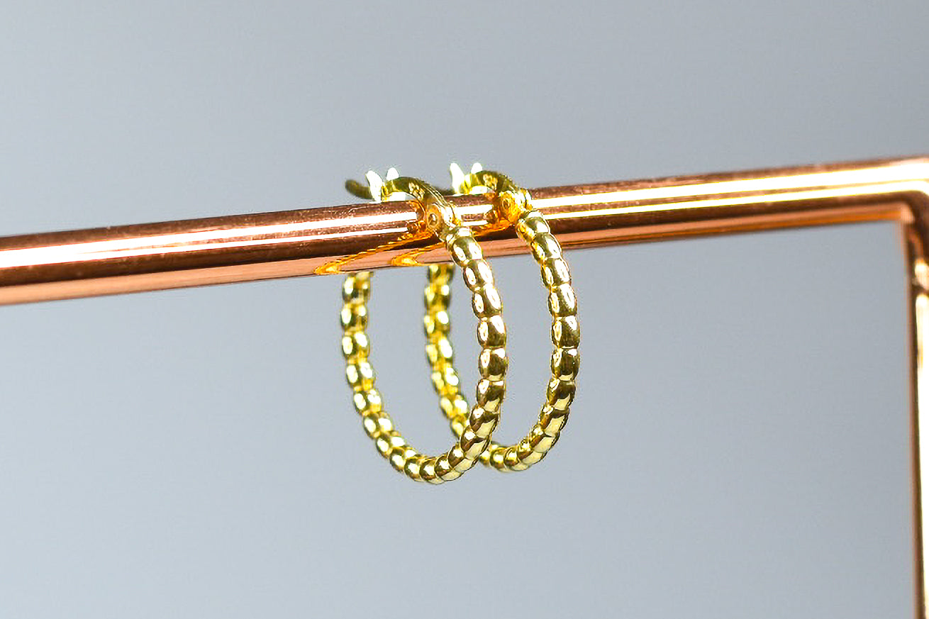 Classic Bead Hoops in gold